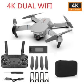 Folding high-definition aerial quadcopter (Option: Grey 4K DUAL)