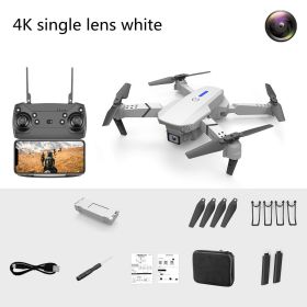 Dual-Lens Folding Drone Fixed-Height Four-Axis Aerial Photography Aircraft Remote Control Aircraf (Option: White-4k-1 battery)