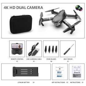 Folding Drone HD 4K Aerial Photography Four Axis (Option: Black 4K Plus Pack-4k)
