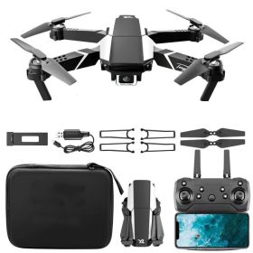 Folding Remote Control Drone  4K Dual Camera (Option: Black-Double power)