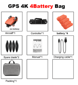4K Aerial Camera New Product Remote Control Plane (Option: Orange-Four power)