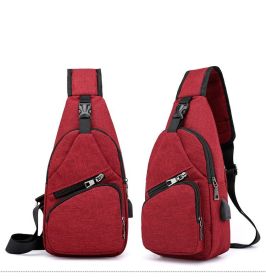 Men's Charging Bag Sports Canvas (Color: Wine Red)