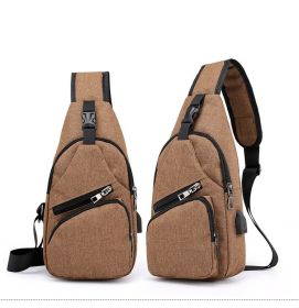 Men's Charging Bag Sports Canvas (Color: Brown)