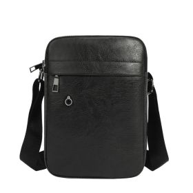 Men's Casual PU Leather One Shoulder Oblique Bag Body (Color: Black)