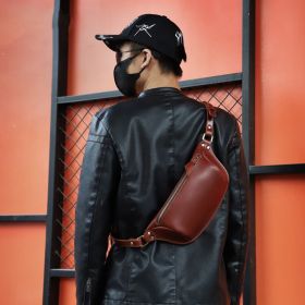 Genuine Leather Men's Chest Bag Cross-body Casual Top Layer Cow Leather Retro (Option: Oil wax brown)