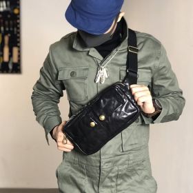 Retro Personality Single Shoulder Crossbody Men's Chest Bag (Color: Black)
