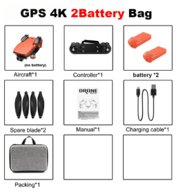 4K Aerial Camera New Product Remote Control Plane (Option: Orange-Two power)