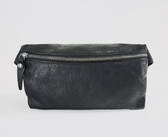 First Layer Cowhide Men's Casual Shoulder Messenger Bag (Color: Black)