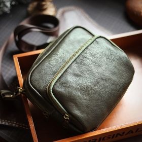 Original Cowhide Men's Single Shoulder Crossbody Bag (Color: Green)