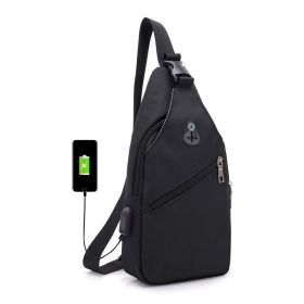 Men's  Chest Shoulder Crossbody Bag Leisure Sports (Color: Black)