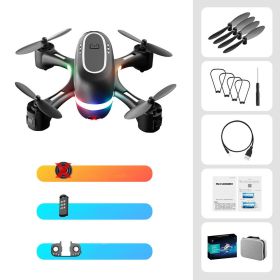 Mini Aerial Photography Gradient LED Remote Control Plane (Option: Black-Double battery-Standard version)