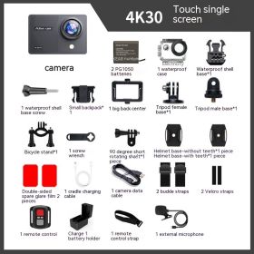 Waterproof 30 M True 4K Riding Camera Anti-shake Wide Angle HD Action Camera (Option: 4K30 HD Single Screen)