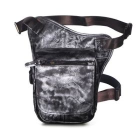 Casual Retro Men's Cowhide Messenger Bag (Option: Silver and black rub color)