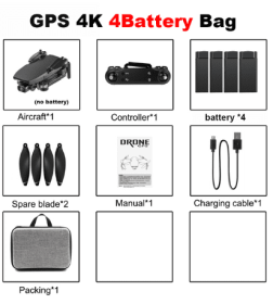 4K Aerial Camera New Product Remote Control Plane (Option: Black-Four power)