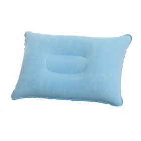 Portable Fold Inflatable Air Pillow Outdoor Travel Sleeping Camping PVC Neck Stretcher Backrest Plane Comfortable Pillow (Color: G911F-light blue)