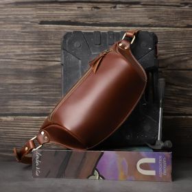 Genuine Leather Men's Chest Bag Cross-body Casual Top Layer Cow Leather Retro (Option: Retro Brown)