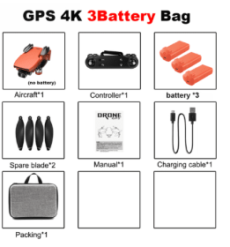 4K Aerial Camera New Product Remote Control Plane (Option: Orange-Three power)