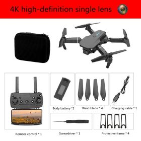 E88 Drone Photography Of High-definition Folding Four Axis (Option: Black-4K single camera-Dual Battery)