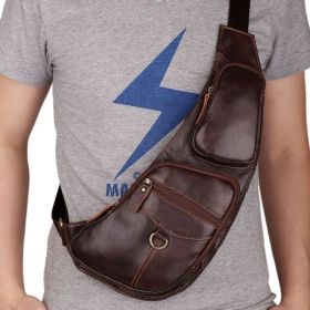 Leather Men's Chest Bag First Layer Cowhide Casual Satchel (Option: Type 2 Brown)